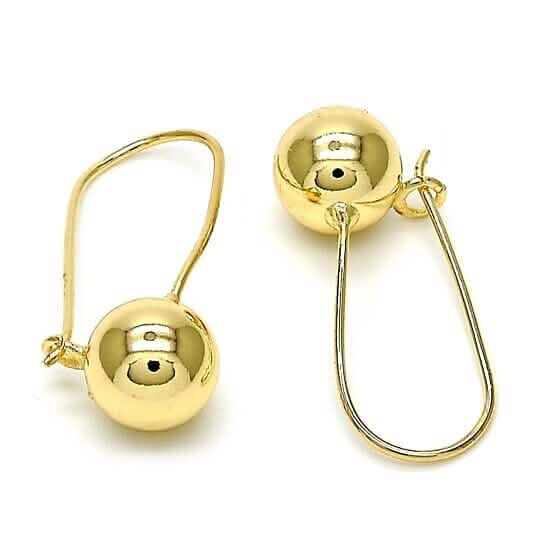 14K Gold Filled High Polish Finish Leverback Earring, Ball Design, Polished Finish, Golden Tone - A-1 Thread Vault