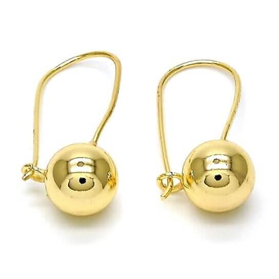 14K Gold Filled High Polish Finish Leverback Earring, Ball Design, Polished Finish, Golden Tone - A-1 Thread Vault