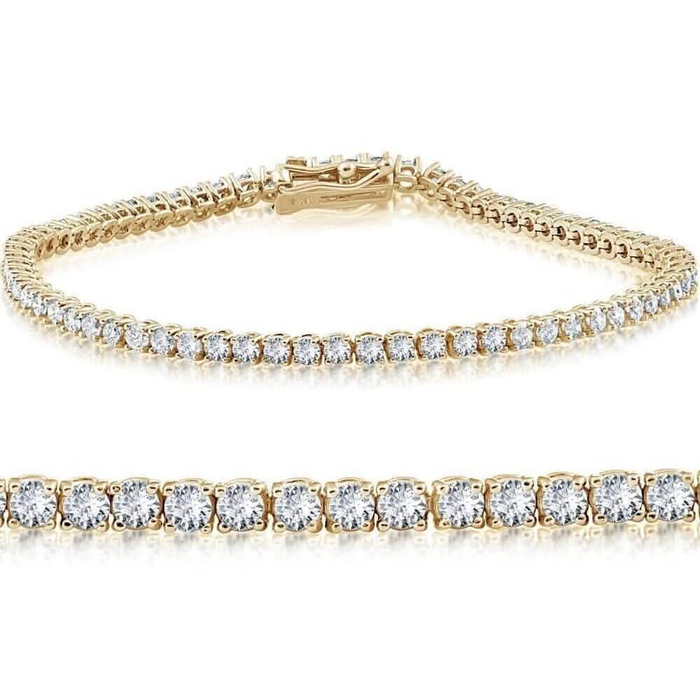 14K Yellow Gold 2.15 Ct Real Diamond Tennis Bracelet Round Brilliant Cut - A-1 Thread Vault