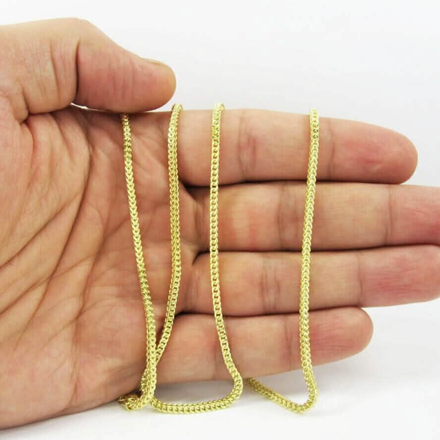 14K Yellow Gold Franco Chain Pendant Necklace 16"- 24" - A-1 Thread Vault