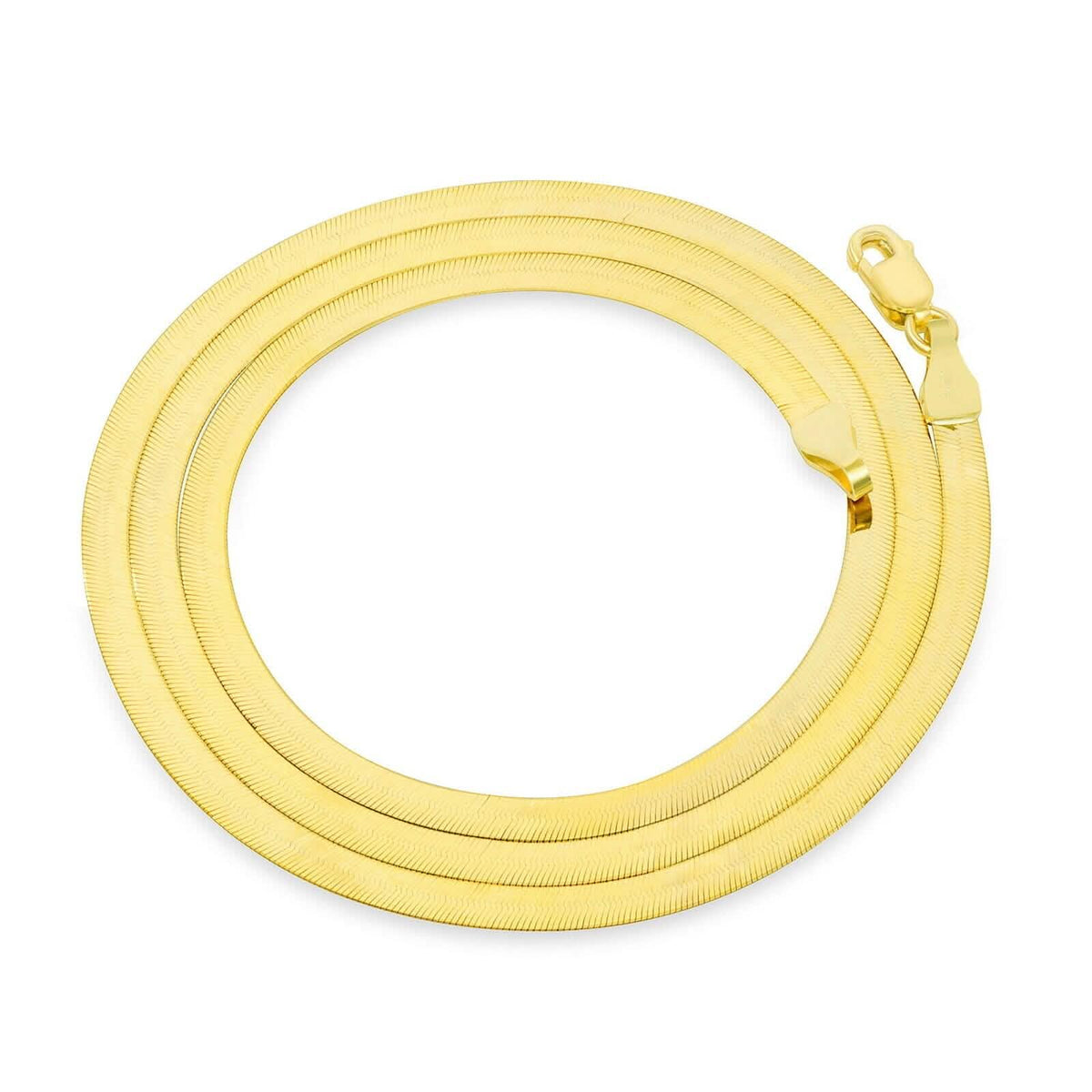 14K Yellow Gold Solid Womens 4mm High Polish Silk Herringbone Chain Necklace - A-1 Thread Vault