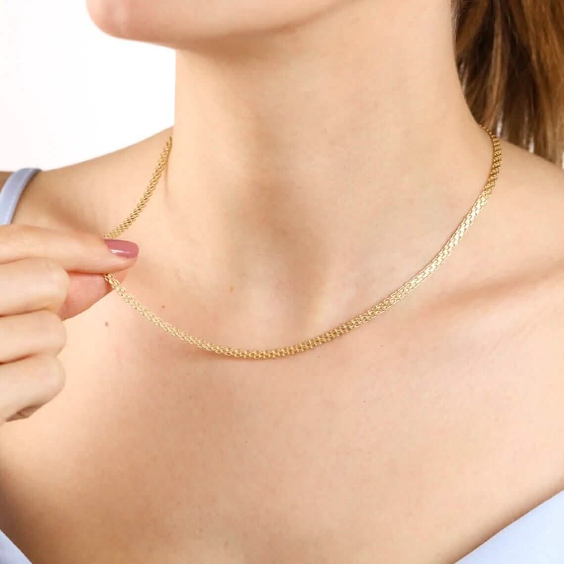 14K Yellow Solid Gold Round Bismark Chain Necklace 2.5mm 24" - A-1 Thread Vault