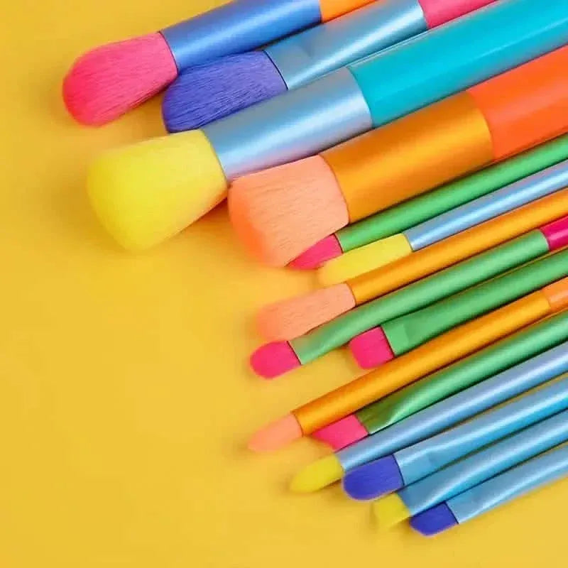15-Pieces: Rainbow Color High Quality Makeup Brush Set - A-1 Thread Vault