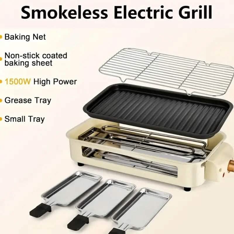 1500W Smokeless Electric Indoor Grill with Removable Non-Stick Plate - A-1 Thread Vault