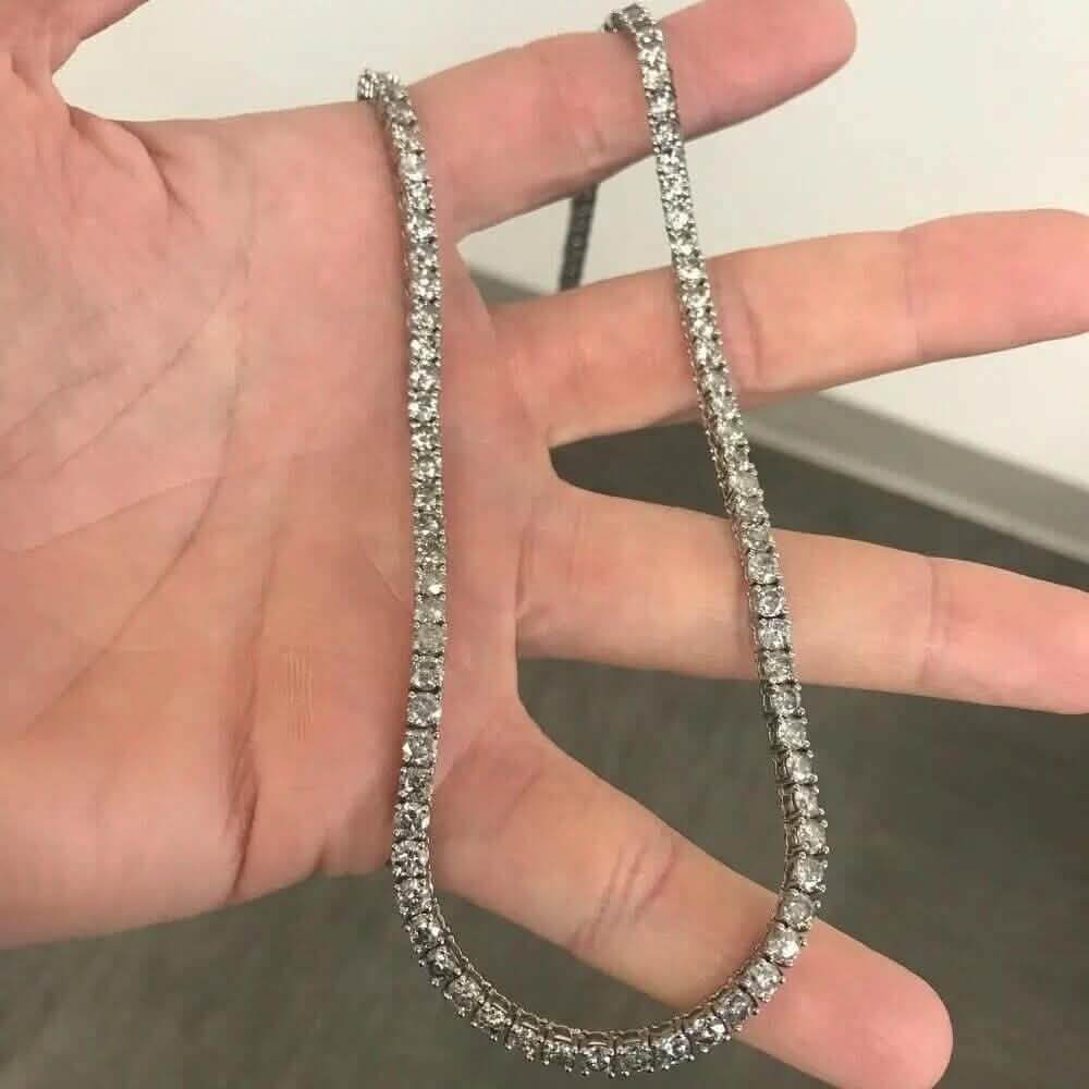 16" 20Ct Diamond Tennis Necklace 14k White Gold Lab Grown - A-1 Thread Vault