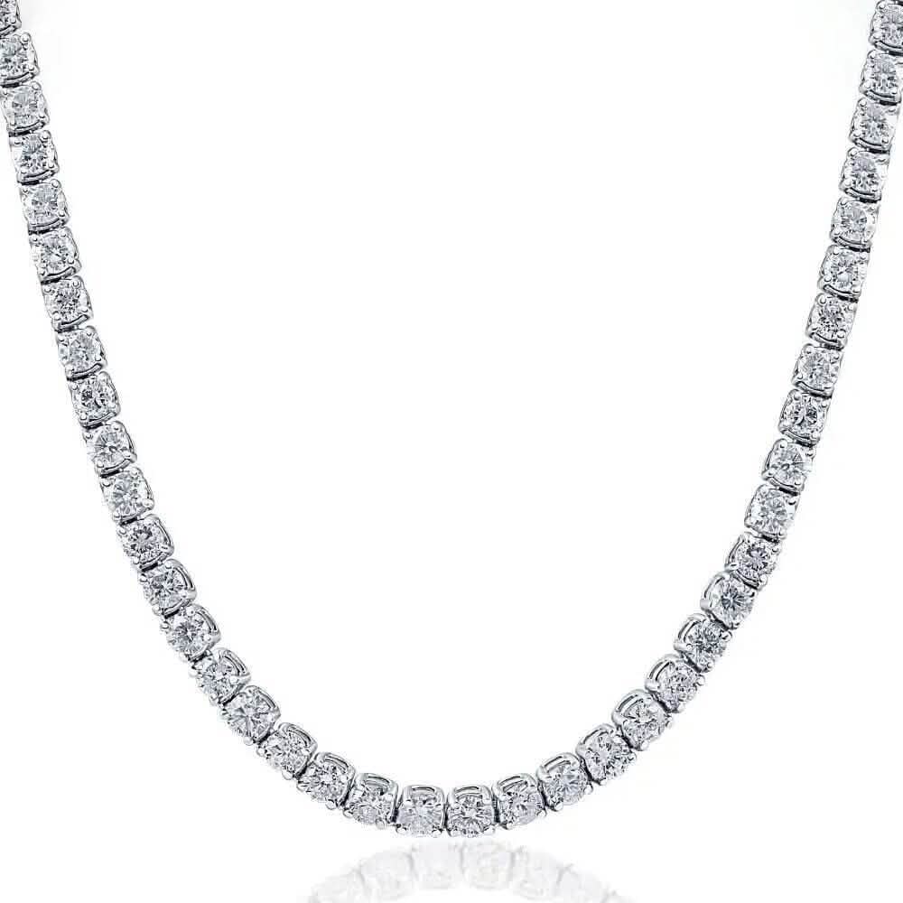 16" 20Ct Diamond Tennis Necklace 14k White Gold Lab Grown - A-1 Thread Vault