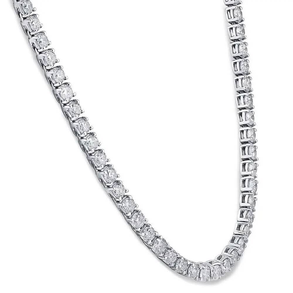 16" 20Ct Diamond Tennis Necklace 14k White Gold Lab Grown - A-1 Thread Vault