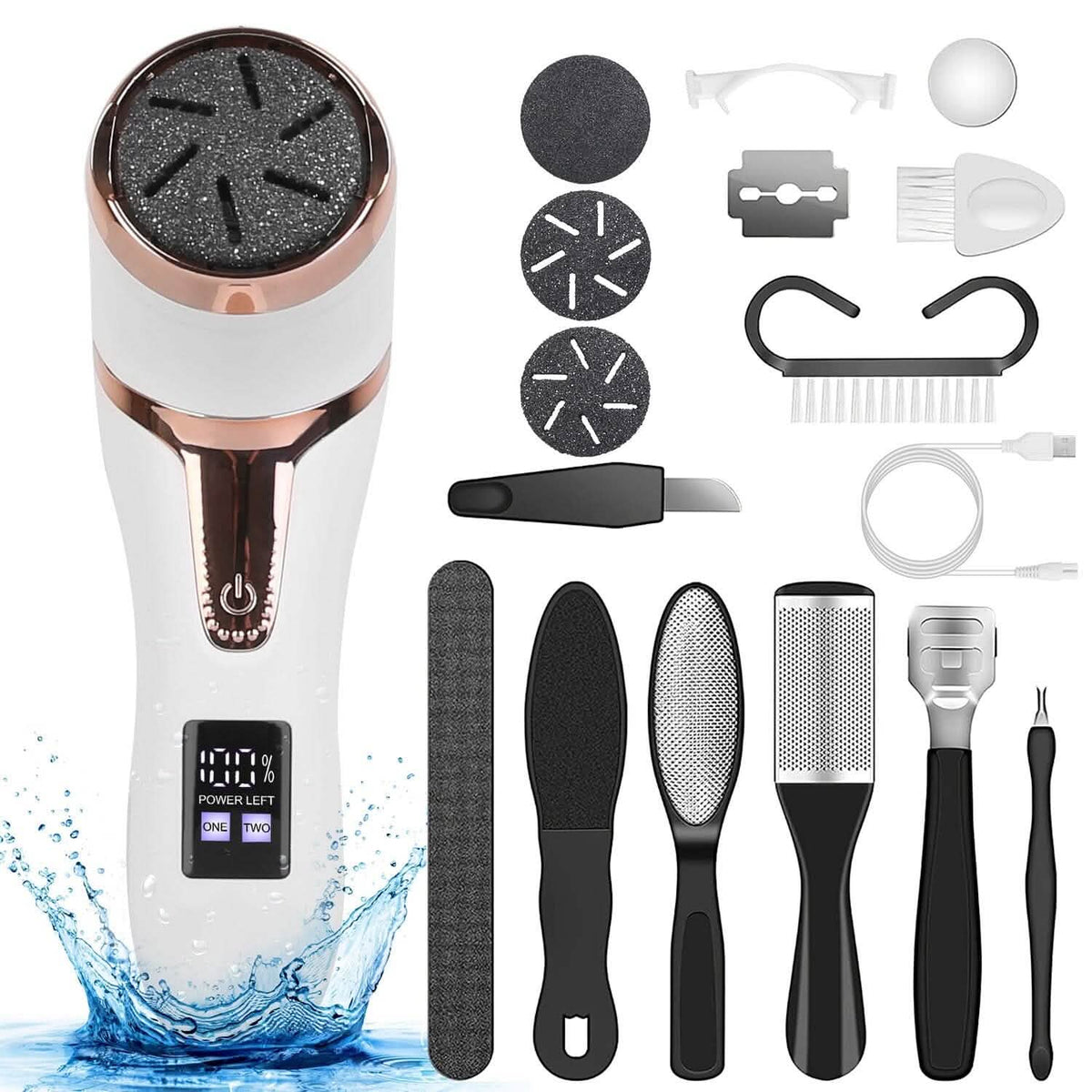 17-Pieces Set: Electric Foot Callus Remover with Vacuum Foot Grinder Rechargeable - A-1 Thread Vault