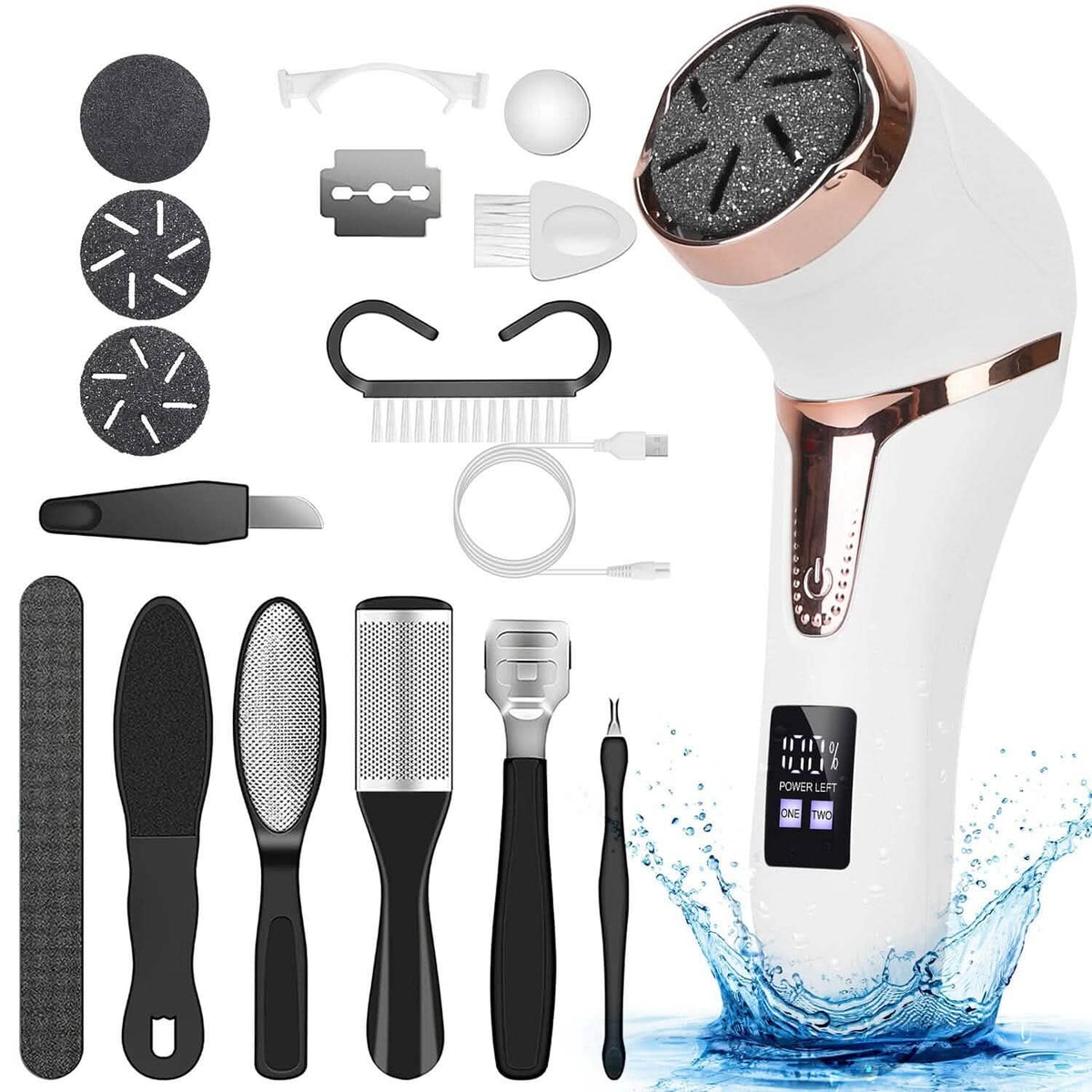 17-Pieces Set: Electric Foot Callus Remover with Vacuum Foot Grinder Rechargeable - A-1 Thread Vault