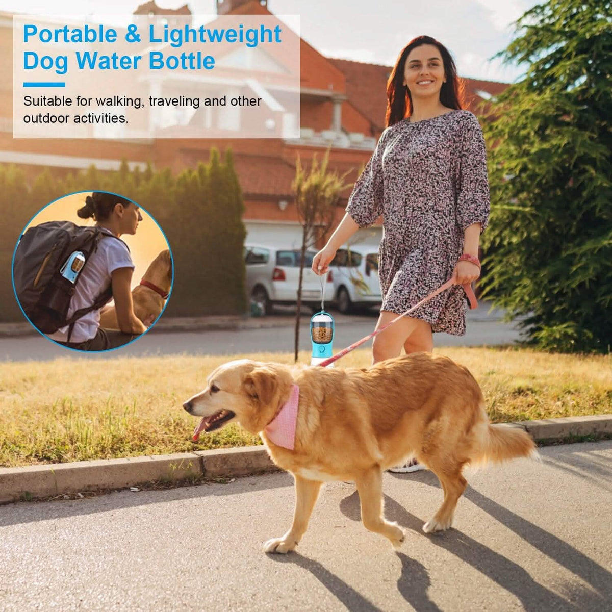 18.6 oz Portable Dog Water Dispenser with Detachable Food Container - A-1 Thread Vault