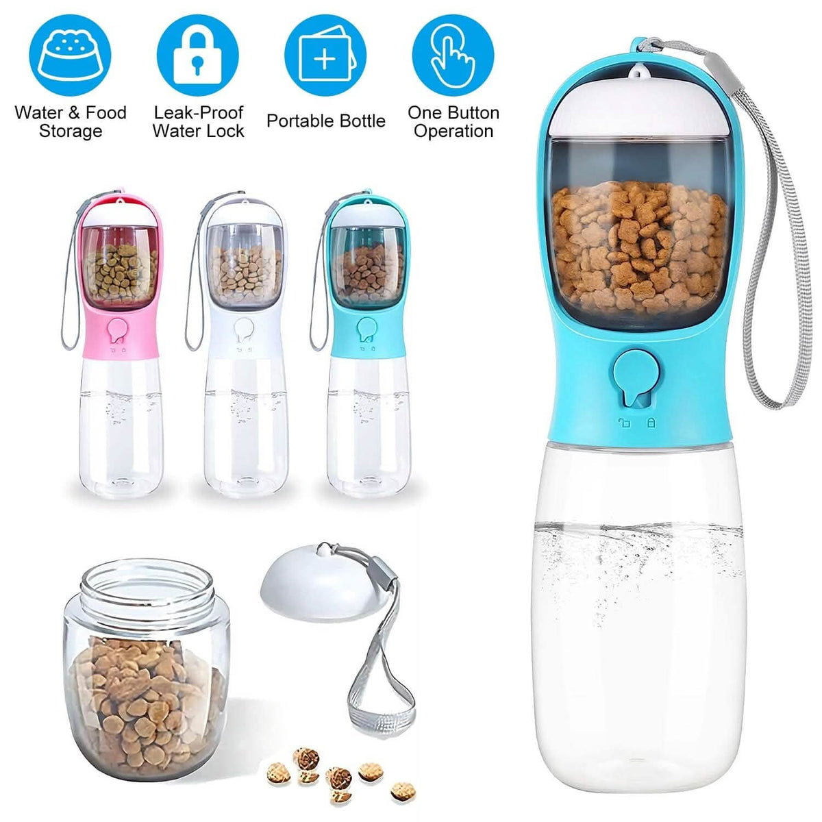 18.6 oz Portable Dog Water Dispenser with Detachable Food Container - A-1 Thread Vault