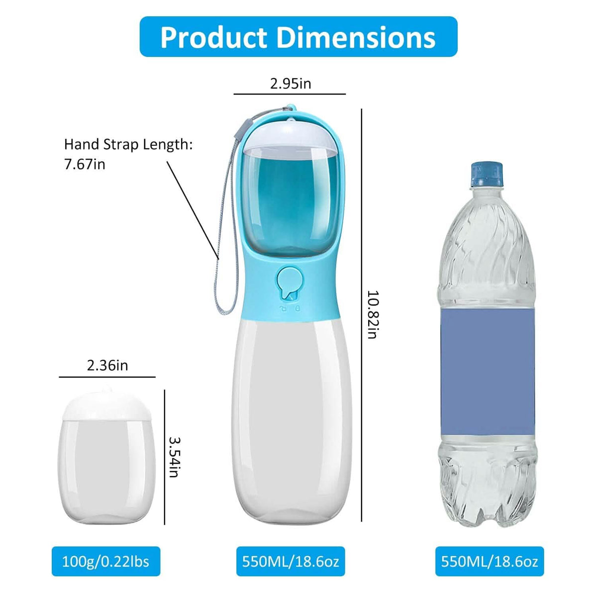 18.6 oz Portable Dog Water Dispenser with Detachable Food Container - A-1 Thread Vault