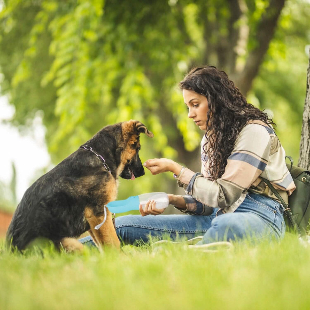 18.6 oz Portable Dog Water Dispenser with Detachable Food Container - A-1 Thread Vault
