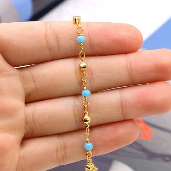 18k Gold Filled High Finish Polish Turquoise Ball Ankle Bracelet - A-1 Thread Vault