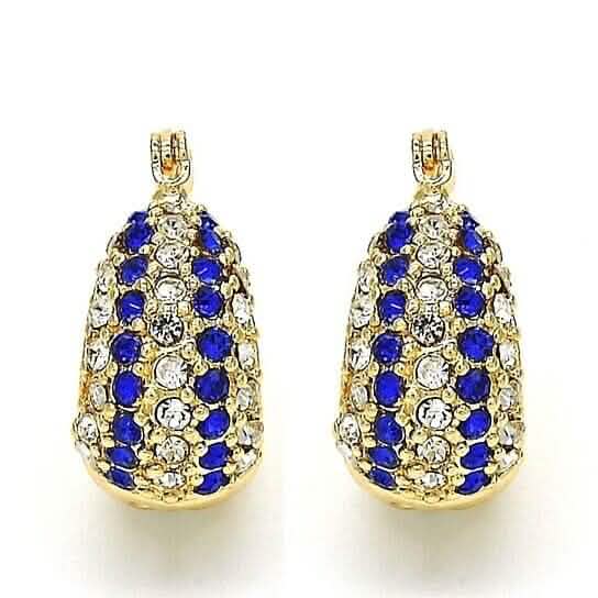 18k Gold Filled High Polish Finish 5 Line Sapphire Crystal Earring - A-1 Thread Vault