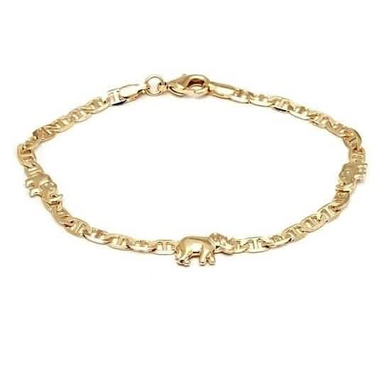 18k Gold Filled Mariner Link Elephant Bracelet 8'' - A-1 Thread Vault