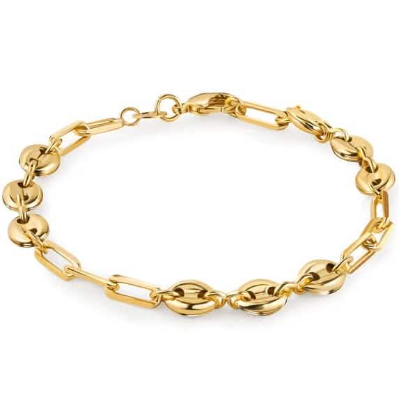 18K Gold Mariner and Paperclip Link Bracelet, 8 Inches - A-1 Thread Vault