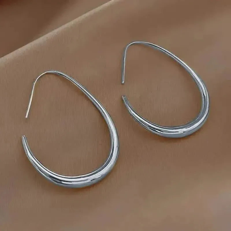 18K Gold Plated Glossy Minimalist Water Drop Design Hoop Earrings Copper - A-1 Thread Vault