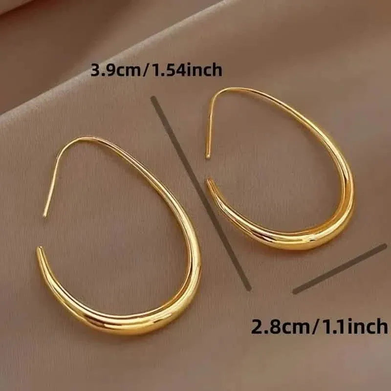 18K Gold Plated Glossy Minimalist Water Drop Design Hoop Earrings Copper - A-1 Thread Vault