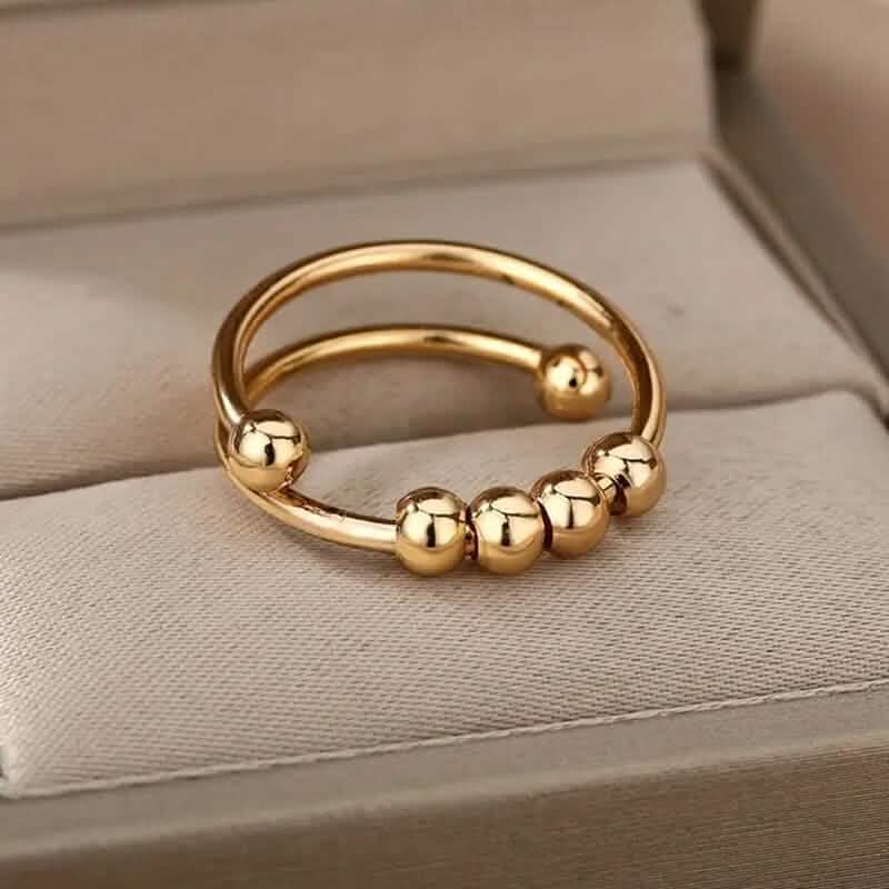 18K Gold Spinning Beads Anxiety Ring - A-1 Thread Vault