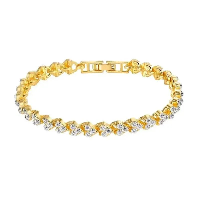 18K Golden Plated Stainless Steel Bracelet with Rhinestone Embellishments - A-1 Thread Vault