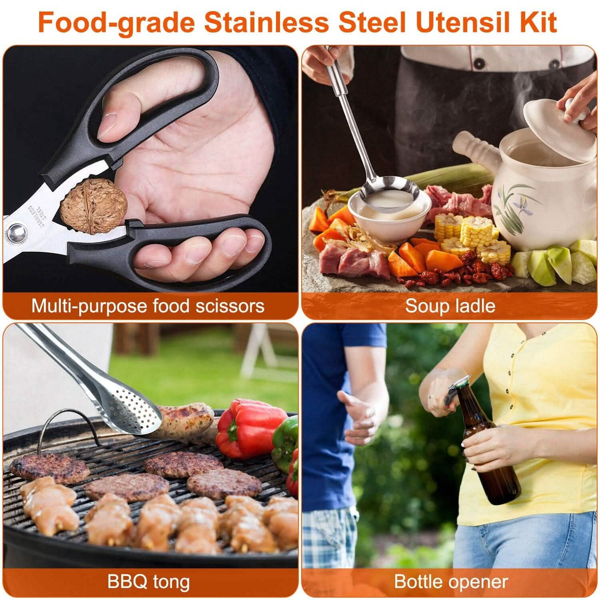 19-Piece: Camping Cooking Utensil Kit Portable Picnic Cookware - A-1 Thread Vault