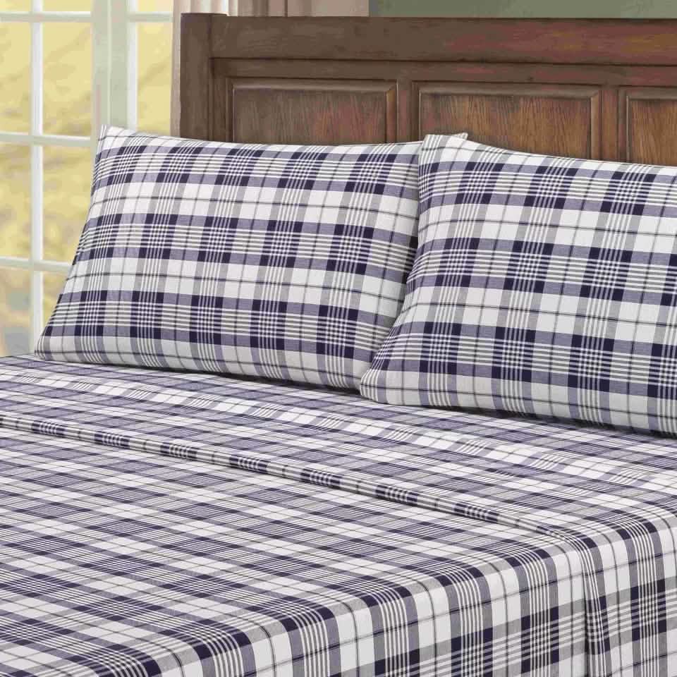 4-Piece: Kathy Ireland 100% Turkish Cotton Flannel Sheet Set - A-1 Thread Vault