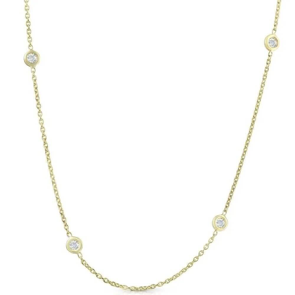 1ct Diamonds By The Yard 18" 14K Yellow Gold Womens Necklace - A-1 Thread Vault
