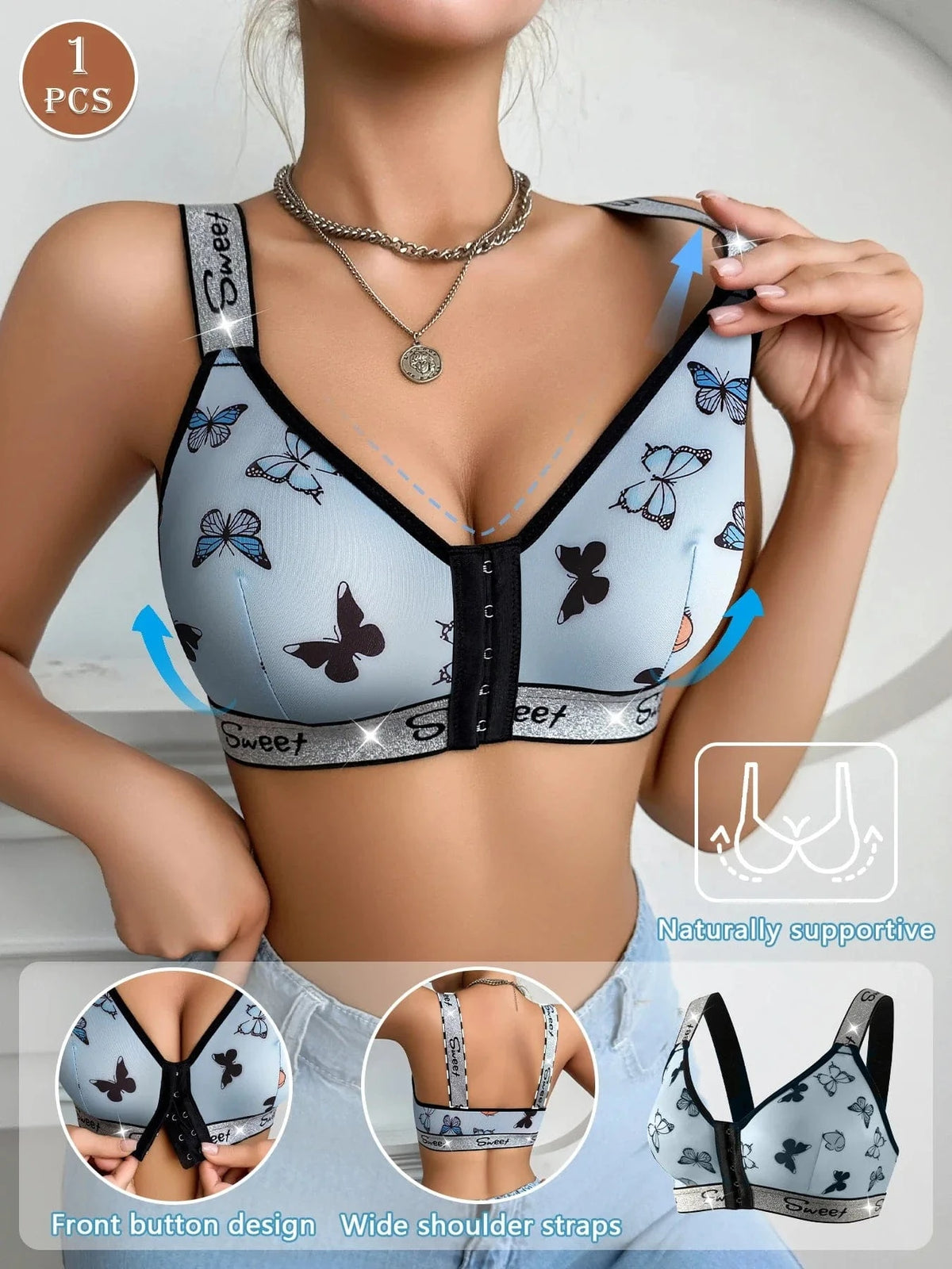 1pc Women's Casual Comfortable Wireless Bra - A-1 Thread Vault