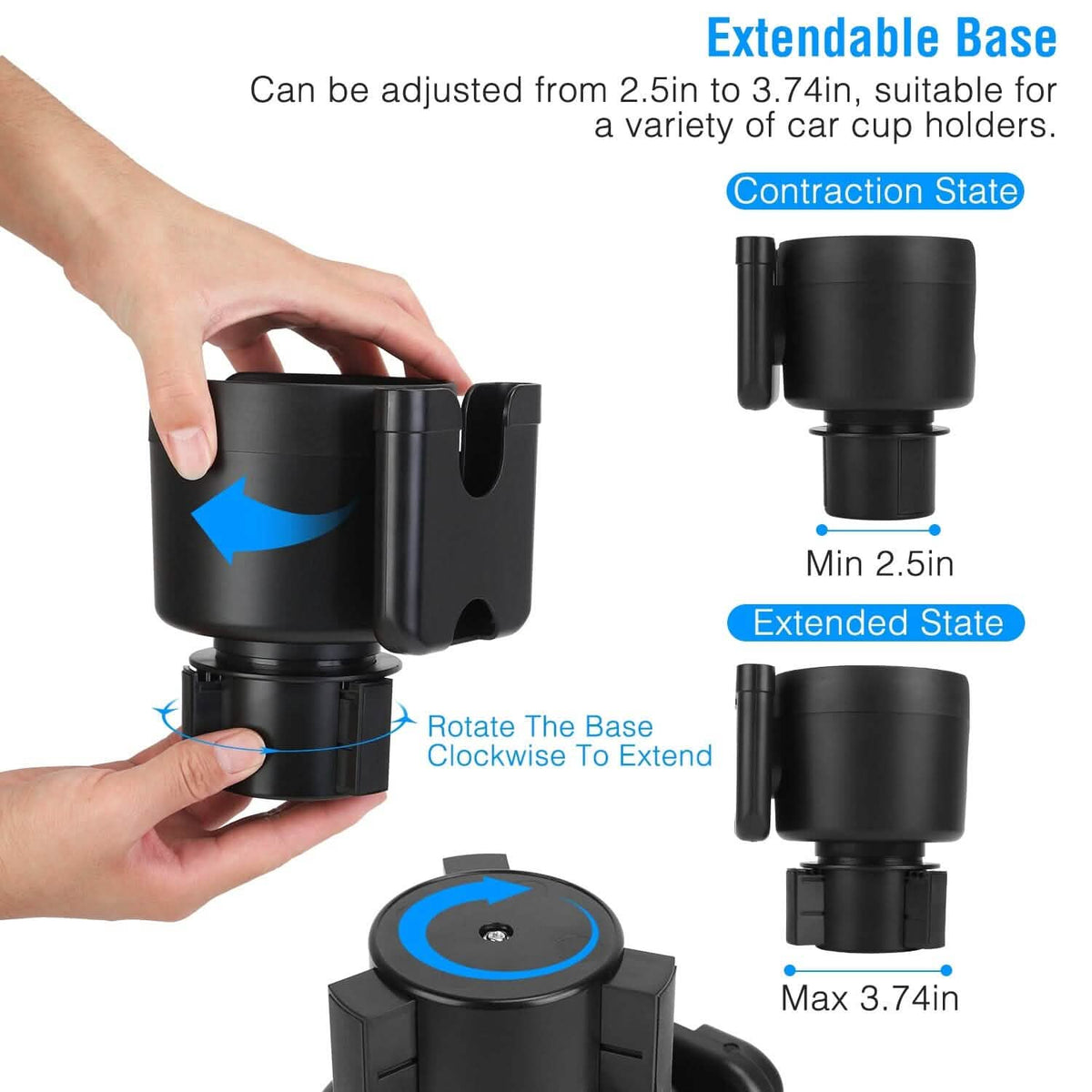 2-in-1 Car Cup Holder with Phone Holder Adjustable Base - A-1 Thread Vault