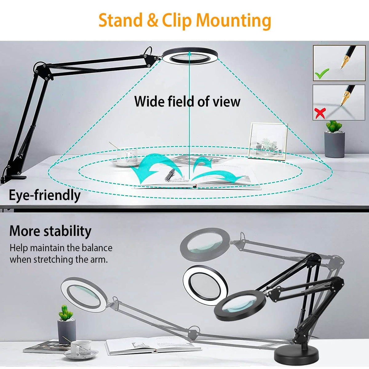 2-in-1 LED Magnifier Desk Lamp with 8x Magnifying Glass - A-1 Thread Vault