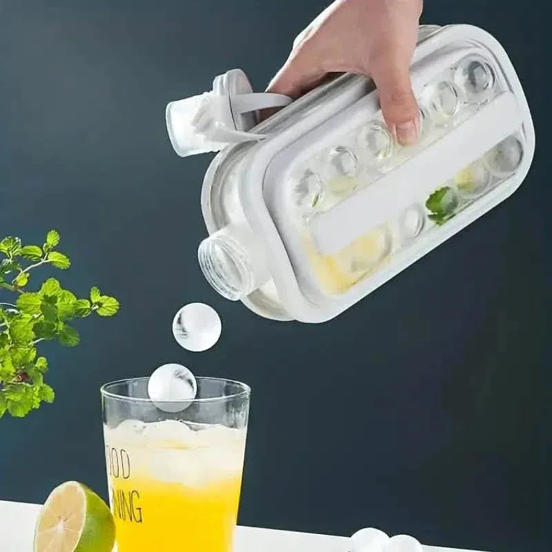 2-in-1 Portable Ice Ball Maker Kettle With 17 Grids Flat Body Lid Cooling Ice Pop/Cube Molds - A-1 Thread Vault