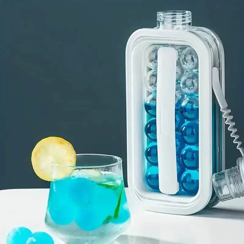 2-in-1 Portable Ice Ball Maker Kettle With 17 Grids Flat Body Lid Cooling Ice Pop/Cube Molds - A-1 Thread Vault