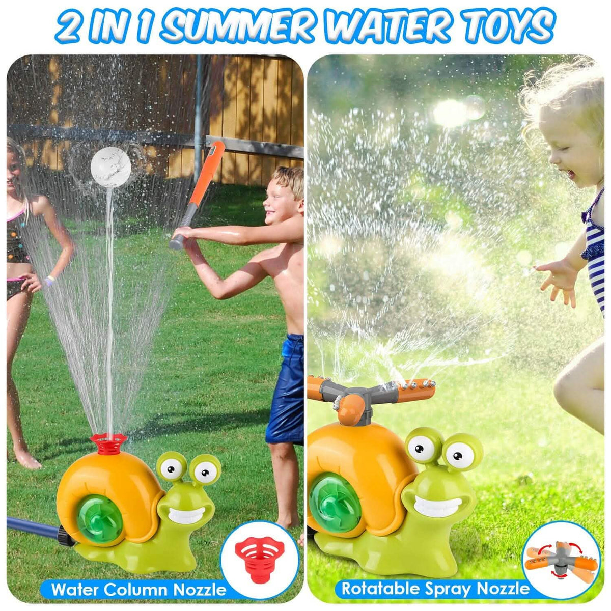 2-in-1 Snail Water Sprinkler Baseball Toy with 2 Sprinkler Nozzles - A-1 Thread Vault