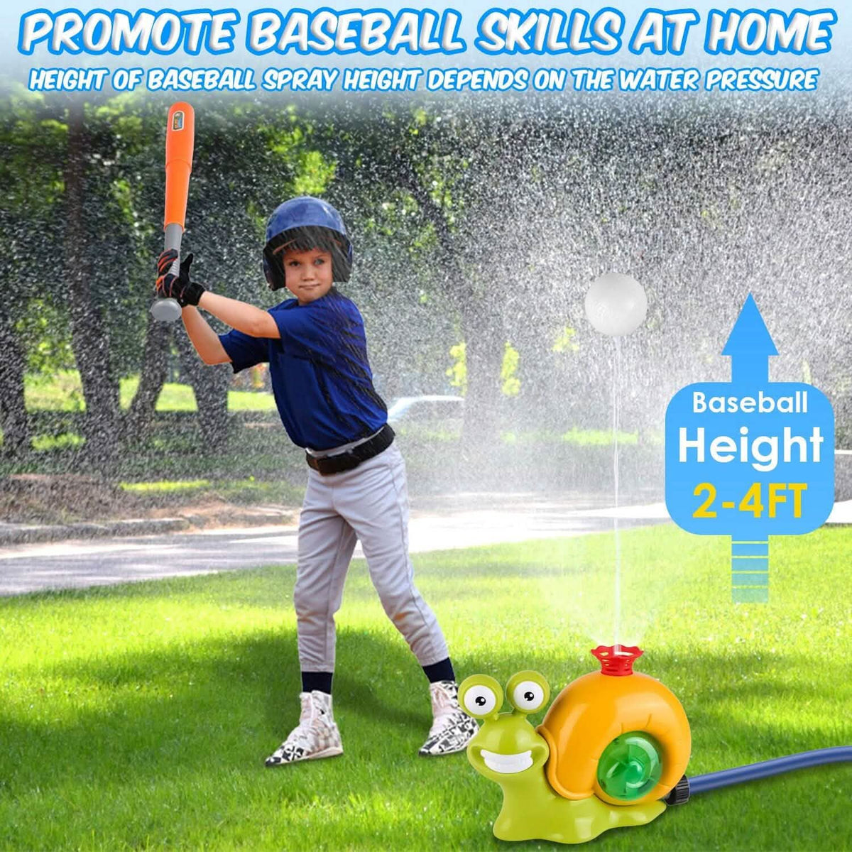 2-in-1 Snail Water Sprinkler Baseball Toy with 2 Sprinkler Nozzles - A-1 Thread Vault