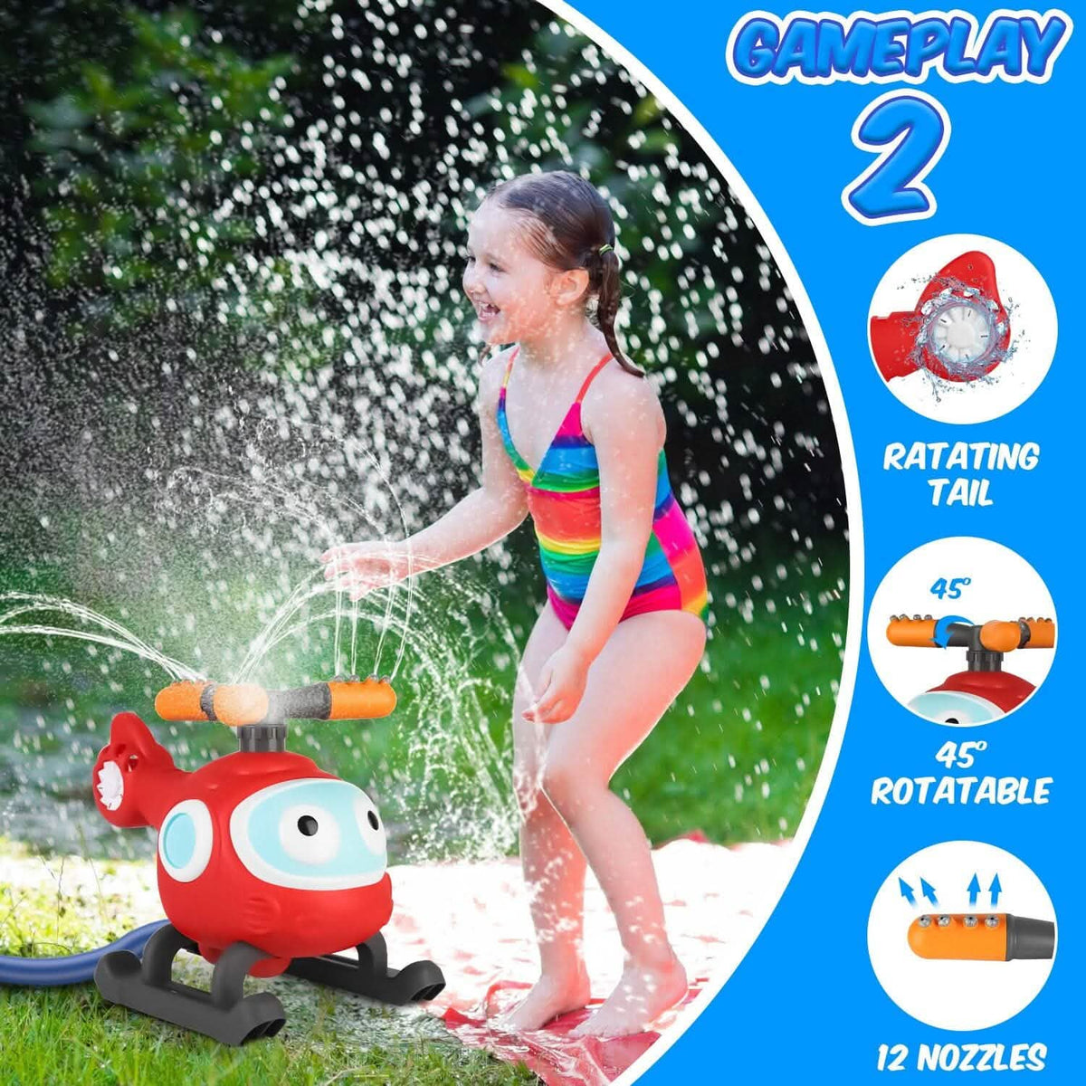 2-in-1 Water Sprinkler Baseball Helicopter Toy - A-1 Thread Vault