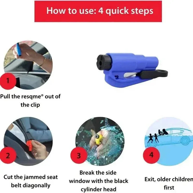 2-Pack: 2-in-1 Emergency Car Escape Tool: Safety Belt Cutter, Metal Safety Hammer & Window Breaker - A-1 Thread Vault