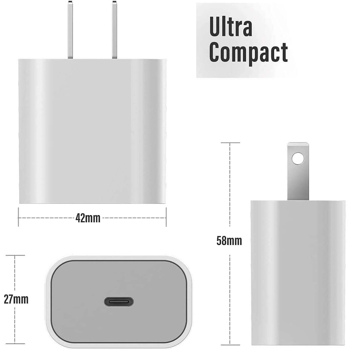 2-Pack: 20W USB-C Wall Charger Plug - Designed for Fast Charging - A-1 Thread Vault