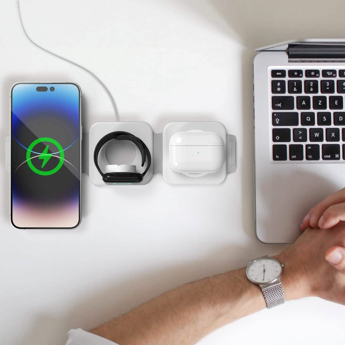 2-Pack: 3-in-1 Travel Charging Station for AirPods, Apple Watch and iPhone - A-1 Thread Vault