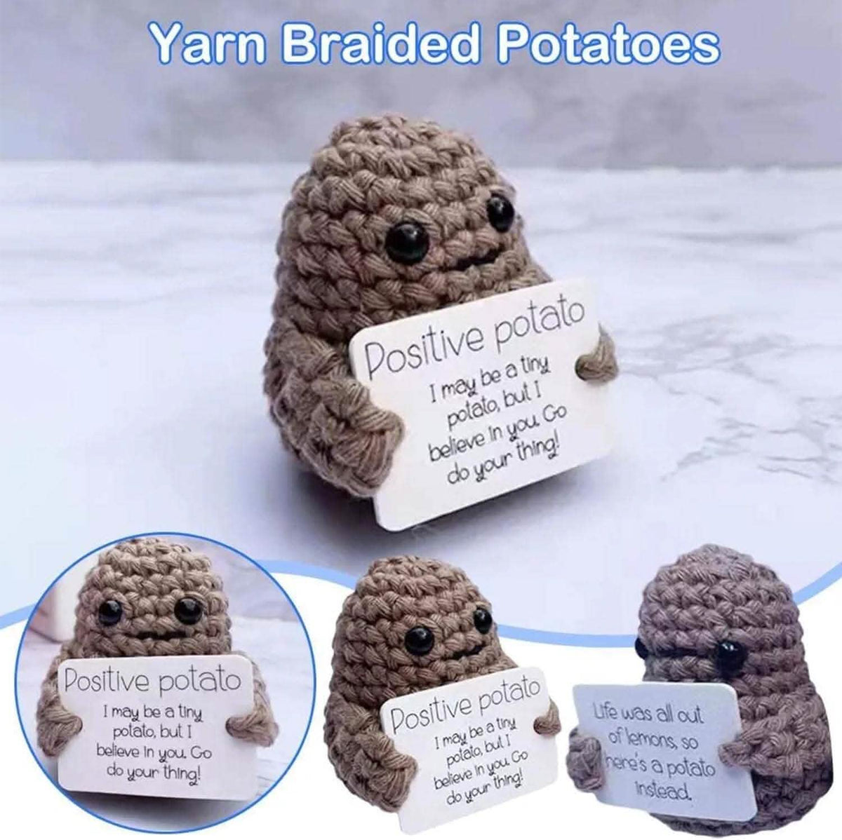 2-Pack: Funny Positive Potato Cute Wool Knitting Doll - A-1 Thread Vault