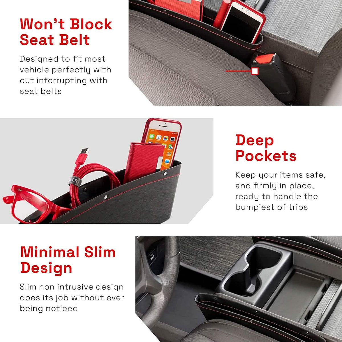 2-Pack: Gap Filler Car Seat Organizer - A-1 Thread Vault