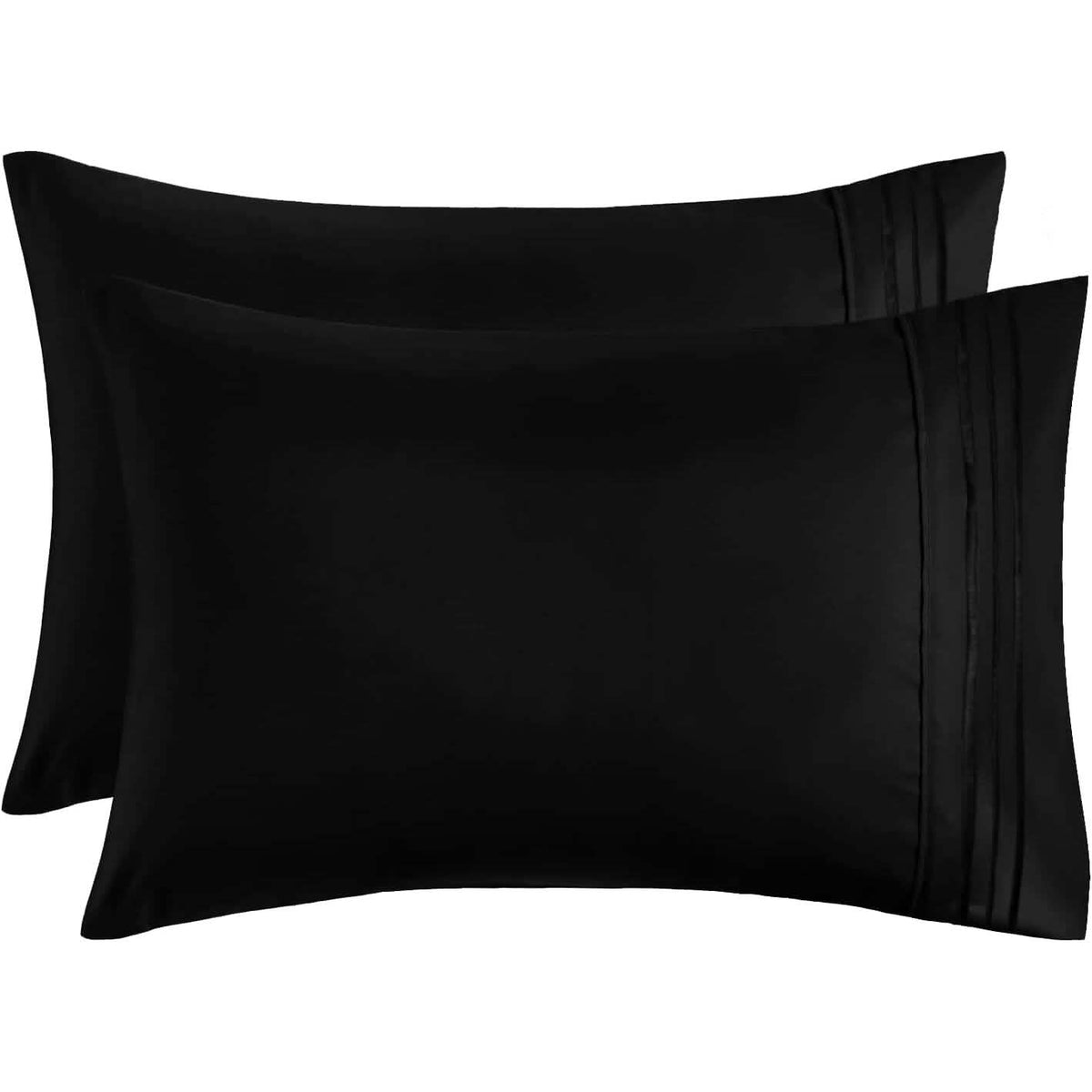 2-Pack: Hannah Linen Microfiber Pillowcases Breathable & Envelop Closure Pillow Covers Set - A-1 Thread Vault