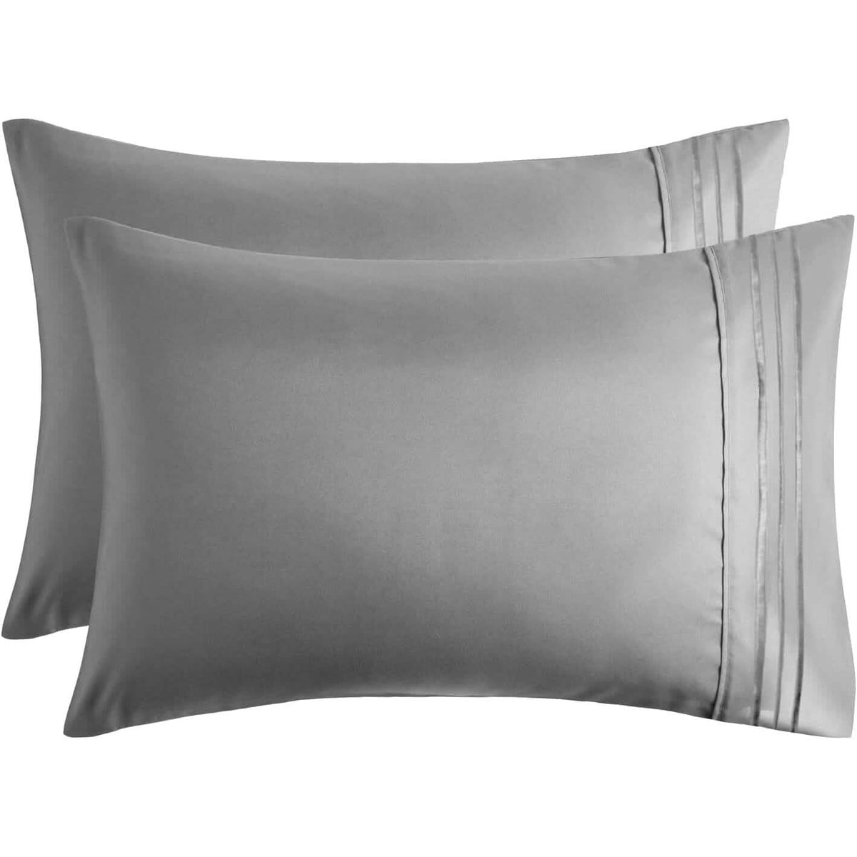 2-Pack: Hannah Linen Microfiber Pillowcases Breathable & Envelop Closure Pillow Covers Set - A-1 Thread Vault
