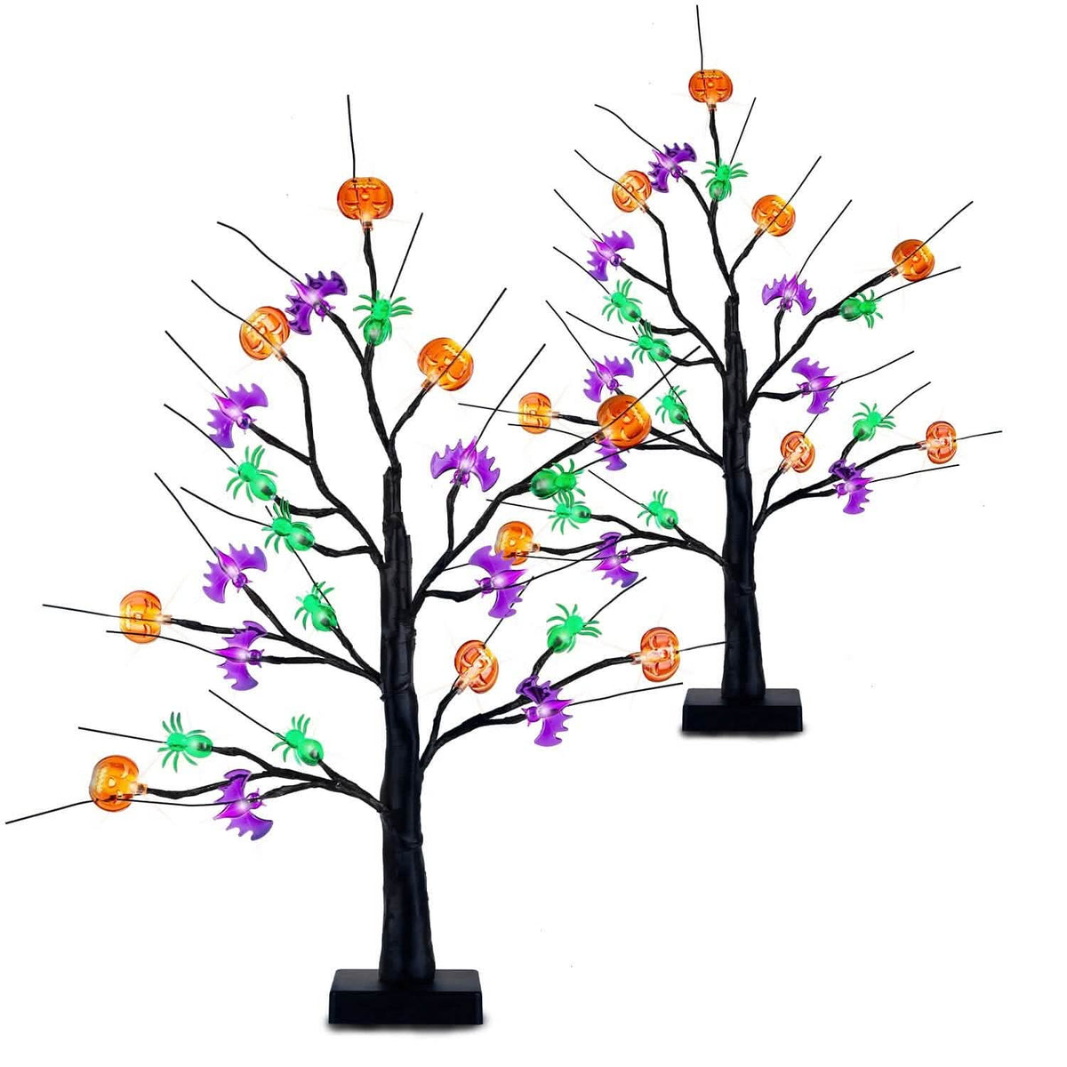 2-Pack: Lighted Halloween Trees with Timer and Adjustable Twigs - A-1 Thread Vault