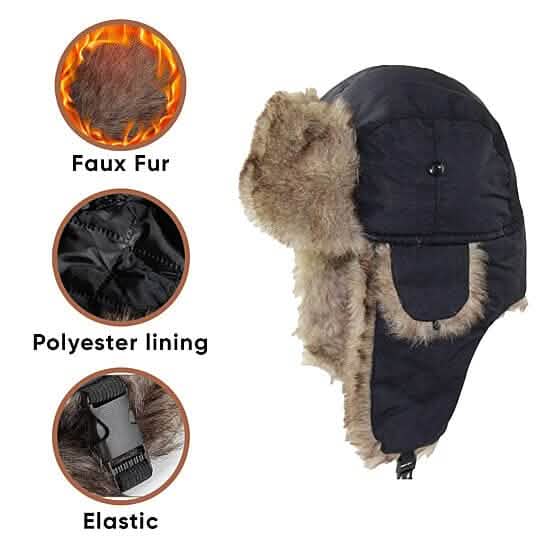 2-Pack: Men's Ushanka Winter Faux Fur Hat with Ear Flaps - A-1 Thread Vault