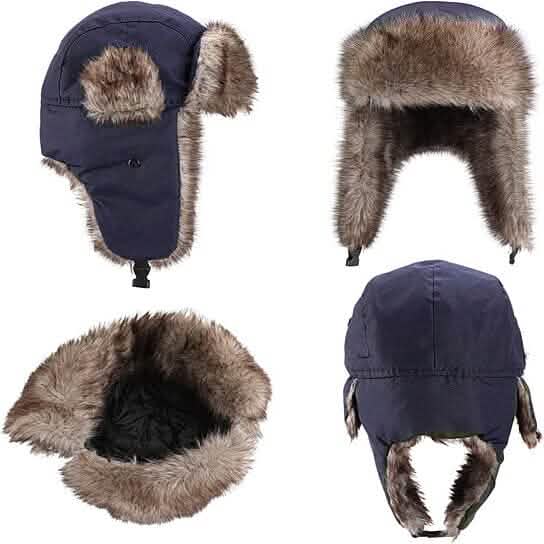 2-Pack: Men's Ushanka Winter Faux Fur Hat with Ear Flaps - A-1 Thread Vault