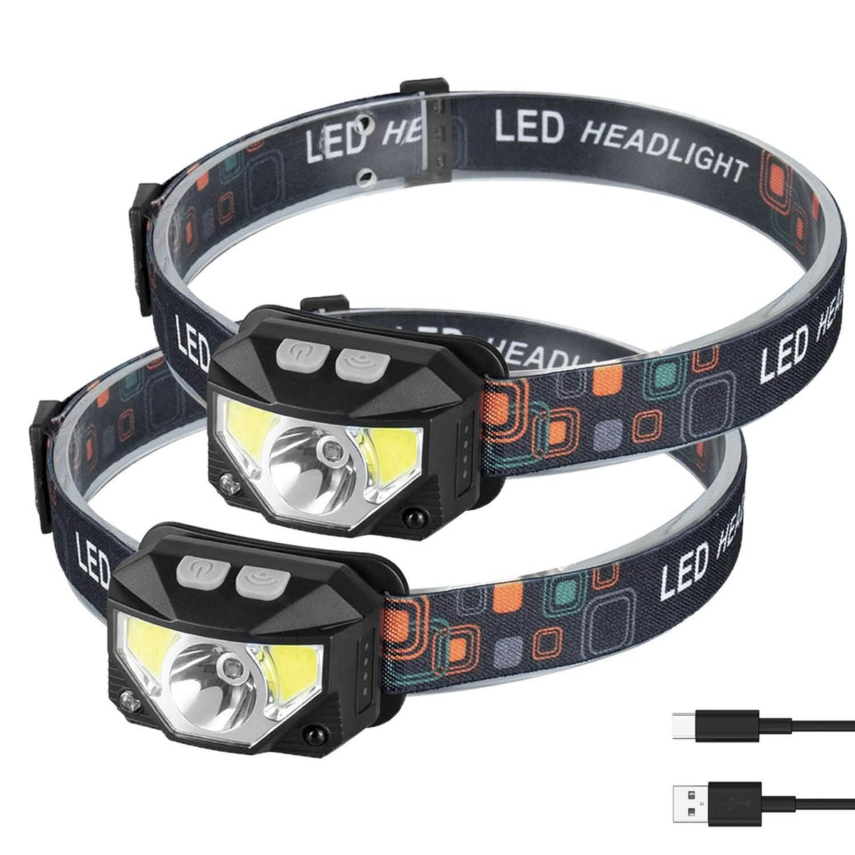 2-Pack: Rechargeable Motion Sensor Headlamp 6 Light Modes Headlight - A-1 Thread Vault
