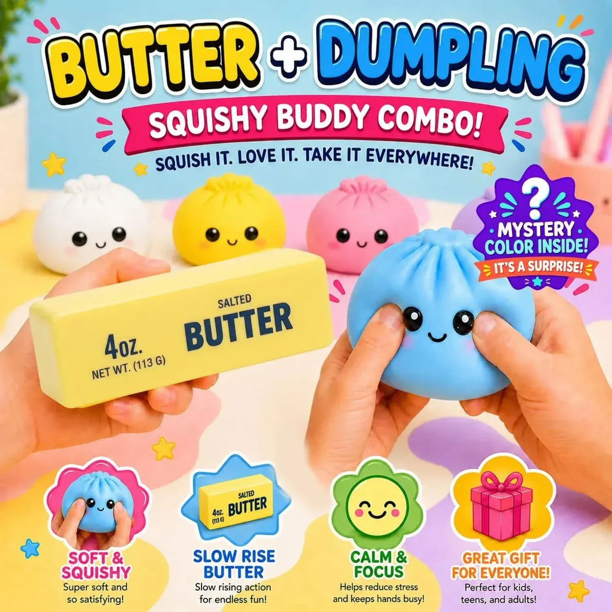 2-Pack: Squishy Dumpling & Butter Combo Pack – Slow Rising Fidget Toys - A-1 Thread Vault