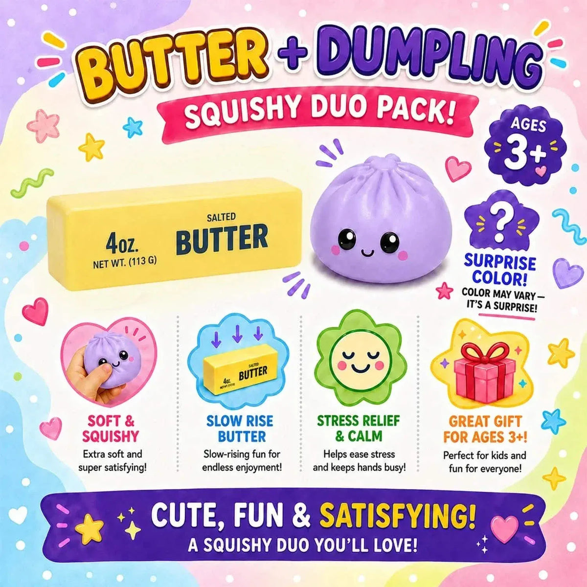 2-Pack: Squishy Dumpling & Butter Combo Pack – Slow Rising Fidget Toys - A-1 Thread Vault