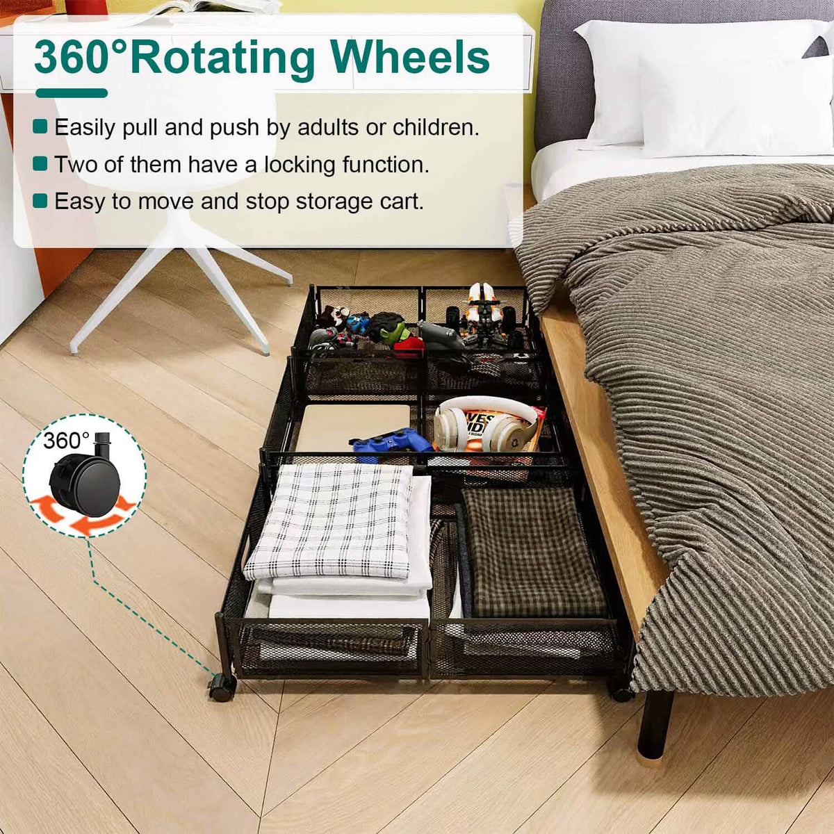 2-Pack: Under Bed Storage Container Foldable Rolling Storage Bin - A-1 Thread Vault